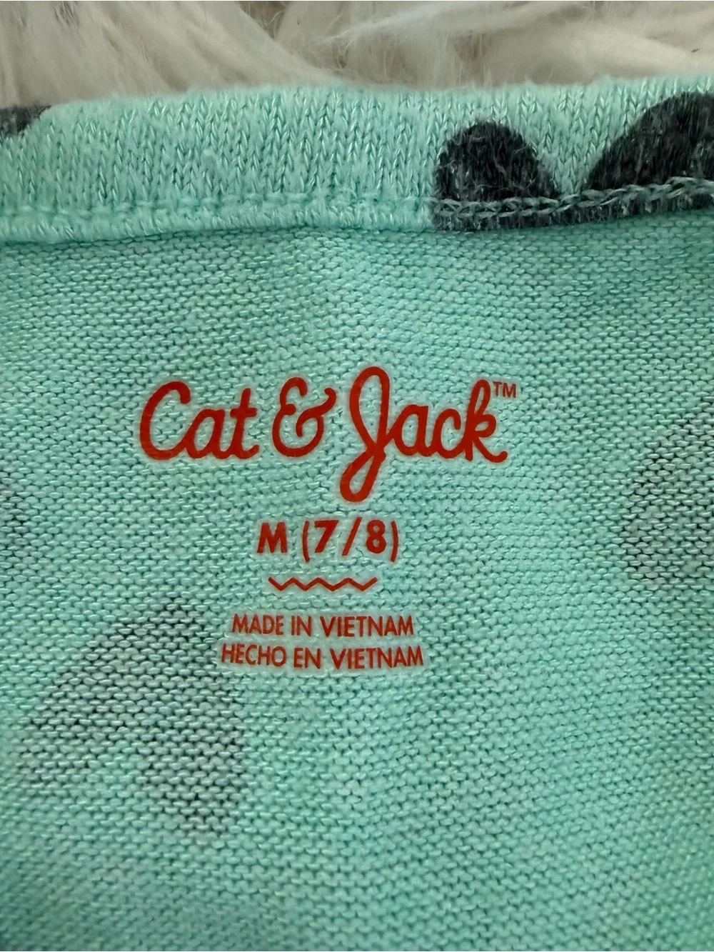 Cat & Jack M 7/8 Mint Green Heart Print Dress and Long Sleeve Sparkly Navy Shirt